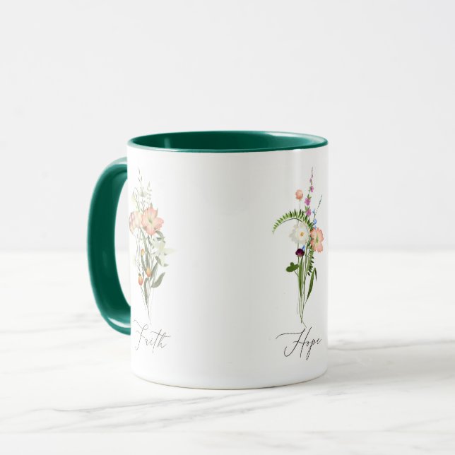 Mug espérance de la foi fleur sauvage (Devant gauche)