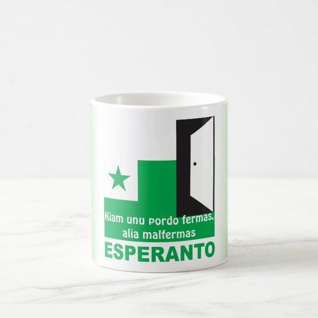Mug Espéranto "fermas de pordo d'unu de Kiam, (Centre)