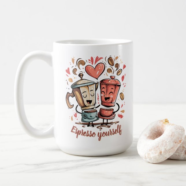 Mug espresso yourself funny coffee lover graphic art (Avec donut)