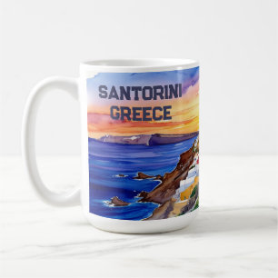 Mug Esquisse couleur Santorin Grèce Esquisse Aquarelle