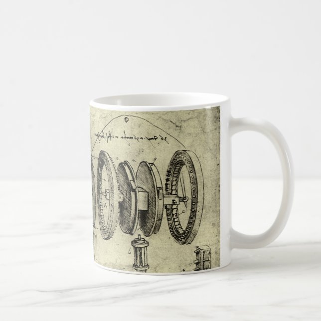 Mug Esquisse technique de Leonardo da Vinci d'une roue (Droite)