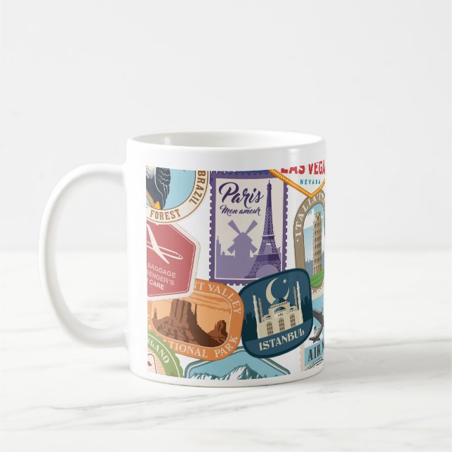 Mug Estampillas De Distintos Países (Gauche)