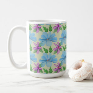 Mug Esthétique à motif floral bleu   Fleur aquarelle