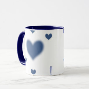 Mug Esthétique motif cœur flou bleu doux à deux tons