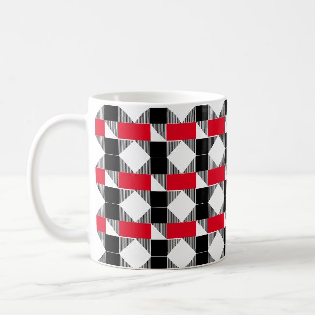 Mug esthétique rouge et noir motif géométrique moderne (Gauche)