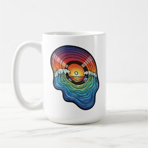 Mug esthétique vinyle vague coucher de soleil rétro