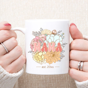 Mug Etabli Mama Retro Floral Pastel Nouveau texte mama