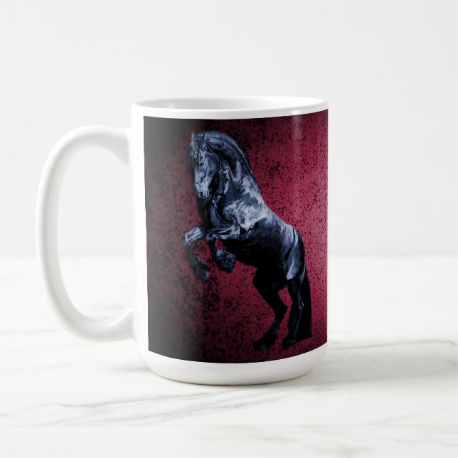 Mug Etalon noir friésien/beauté noire, rose cheval (Gauche)