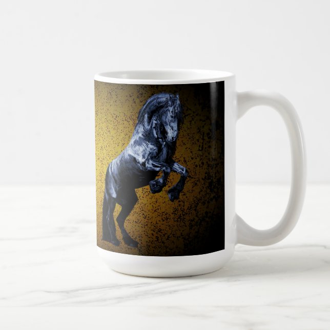 Mug Étalon noir frison/beauté noire, or de cheval (Droite)