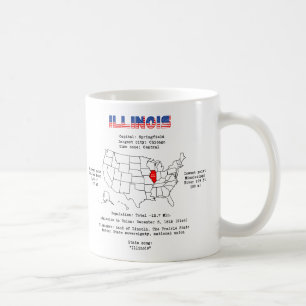 Mug Etat américain de l'Illinois sur une carte et des 