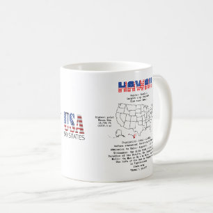 Mug État américain d'Hawaï sur une carte et des inform