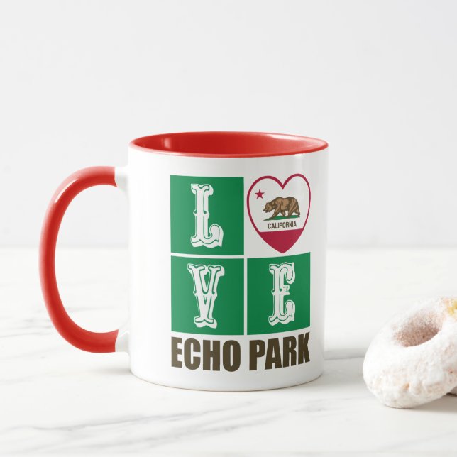Mug Etat de Californie Drapeau Heart Echo Park (Avec donut)