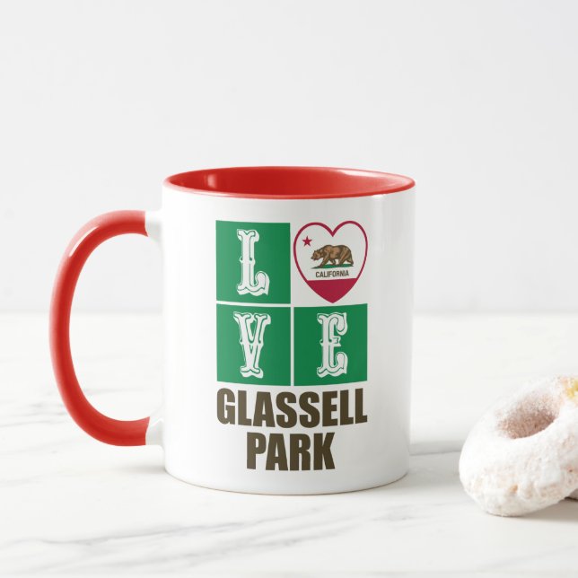 Mug Etat de Californie Drapeau Heart Glassell Park (Avec donut)