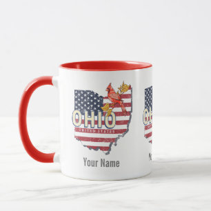 Mug État de l'Ohio États-Unis Carte rétro Vintage USA