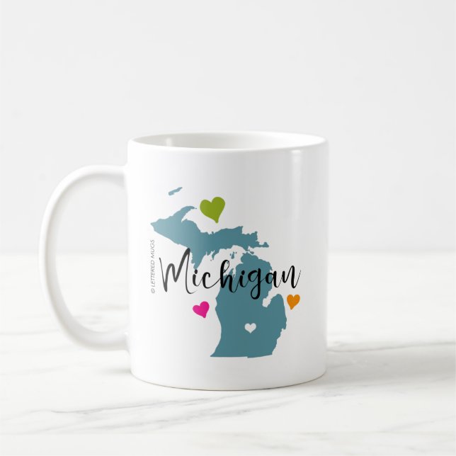 Mug État du Michigan avec les coeurs (Gauche)
