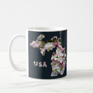 Mug État du Michigan et fleurs d'Apple