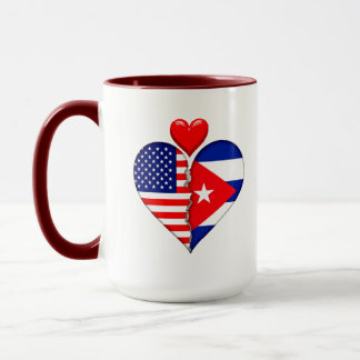 Mug États-Unis Cuba Cœur drapeaux Espagnol Patrimoine