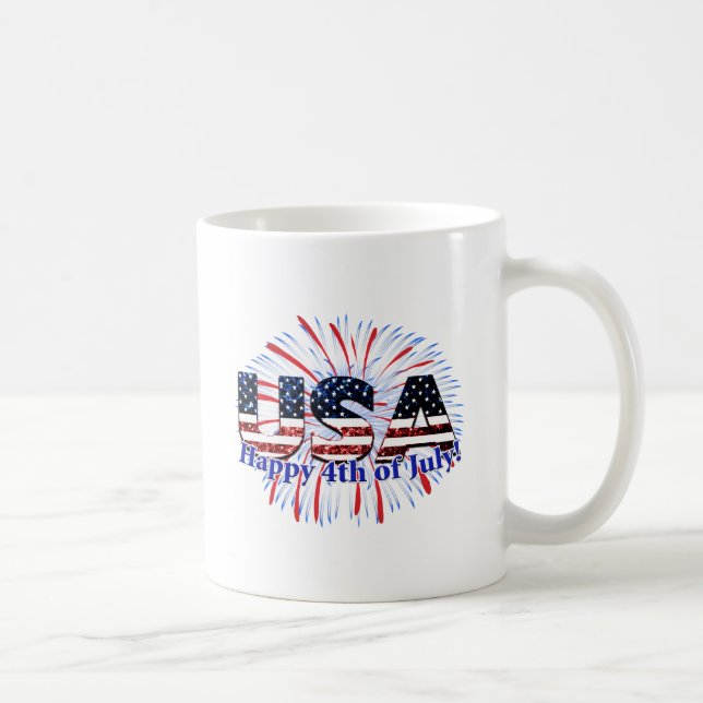 Mug Etats-Unis drapeau texte parties scintillant feux  (Droite)