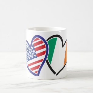 Mug États-Unis Irlande Coeur drapeaux