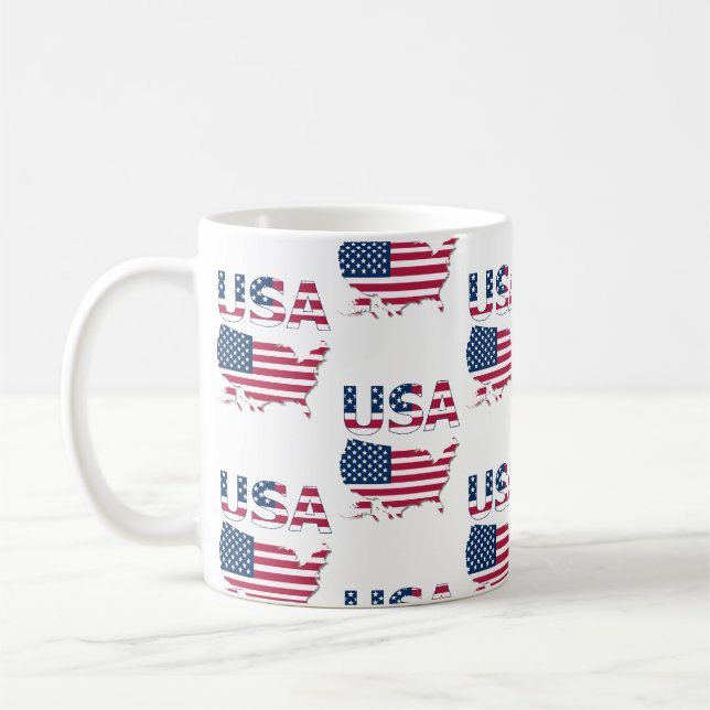 Mug États-Unis Letters et carte sur drapeau Patriotiqu (Gauche)