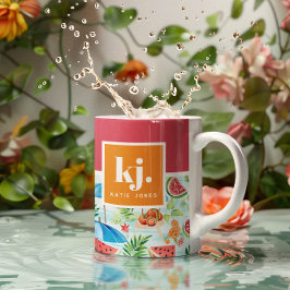 Mug Été amusant Monogramme élégant