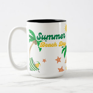 Mug Été Jour de Plage Café Palmier Tropical