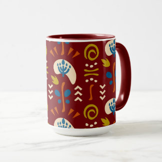 Mug Ethnic Folk Floral Pattern