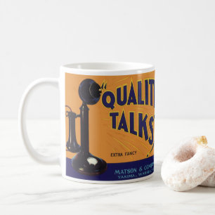 Mug Étiquette de caisse de fruits vintage, téléphone à