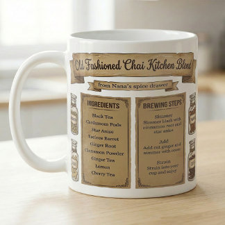 Mug Étiquette de recette de mélange d'épices Chai pour