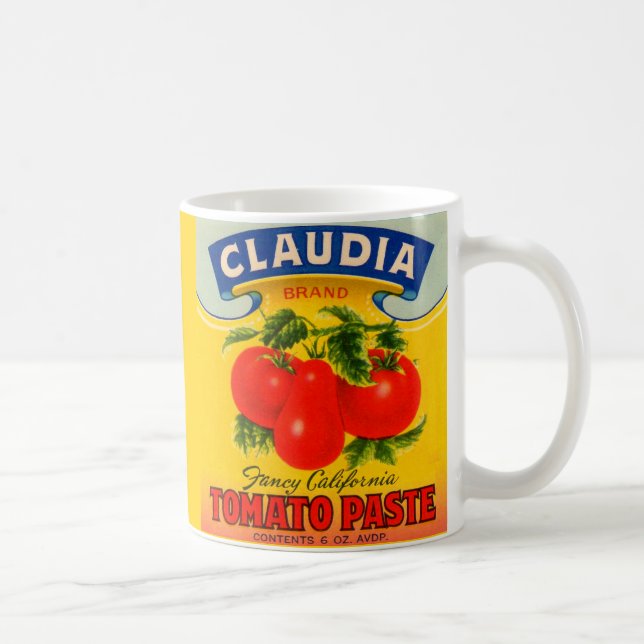 Mug étiquette de sauce tomate de Claudia des années (Droite)