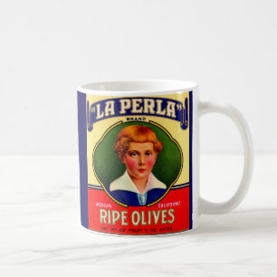 Mug étiquette des olives de LaPerla dans les années 19