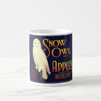 Mug Étiquette des pommes de la Chouette à neige vintag