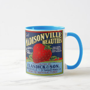 MUG ÉTIQUETTE VINTAGE DE CAISSE DE FRAISE DU ~