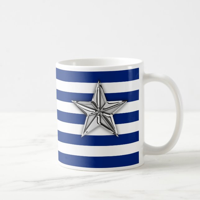 Mug Étoile d'argent marine sur les bandes bleues de la (Droite)