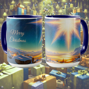 Mug Étoile de Noël, paysage hivernal charmant la nuit