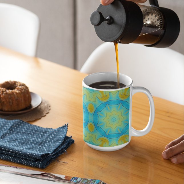 Mug Etoile Orientale En Bleu et Vieux Jaune Or (Enjoy a great coffee (or tea) in this mug.)