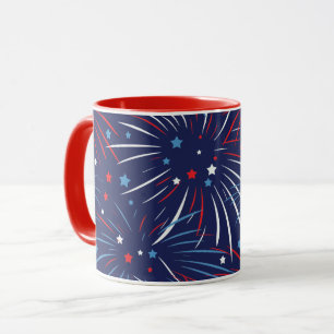 Mug Étoiles bleues blanches rouges de feux d'artifice