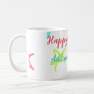 Mug Etoiles colorées heureux anniversaire ajouter nom
