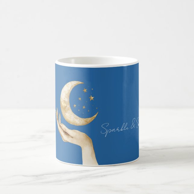 Mug Étoiles de Lune Bleue Main Or (Centre)