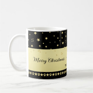 Mug Etoiles de Noël brillantes or, pattes sur or et no