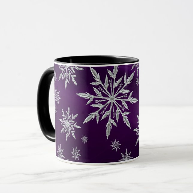 Mug étoiles de Noël pourpres avec cristal de glace bla (Devant gauche)