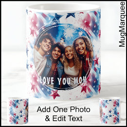 Mug Étoiles Et Rayures Photo Et Texte C555 Maman, Mère