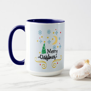 Mug Étoiles, Lune, Snowflakes et Joyeux Noël, ZSSG