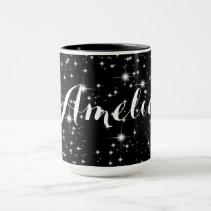 Mug Étoiles scintillantes sur noir