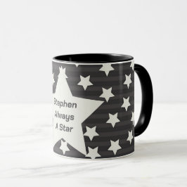 Mug Étoiles sur bandes gris