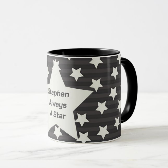 Mug Étoiles sur bandes gris (Devant droit)