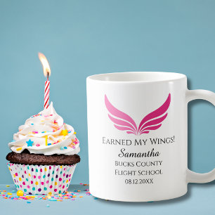 Mug Étudiant Pilote de Vol Aile Rose Diplômé Aviation