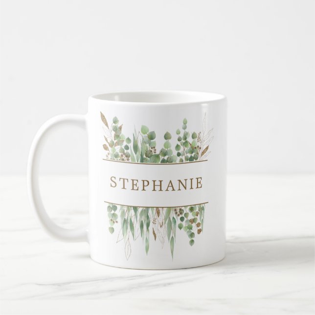 Mug Eucalyptus Gold Cadeaux de demoiselles d'honneur p (Gauche)