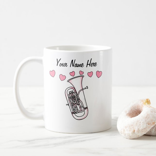 Mug Euphonium Musicien de cuivres de mariage personnal (Avec donut)