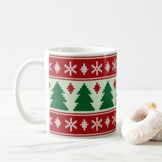 Mug Evergreens & Snowflakes Knit (Avec donut)